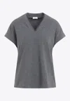 Brunello Cucinelli Dark Grey V-neck T-shirt In Gray