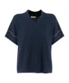 Brunello Cucinelli V-neck Short-sleeved Top In Black