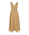 Brunello Cucinelli Popeline Dress With A-line Silhouette And Belted Waist In Brown