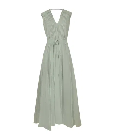 Brunello Cucinelli V-neck Sleeveless Dress In Gray
