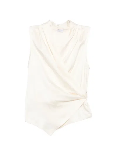 Brunello Cucinelli V-neck Sleeveless Top In Neutral