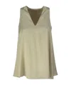 Brunello Cucinelli Silk V-neck Top In Nude