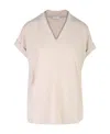 Brunello Cucinelli V-neck Stretch-cotton T-shirt In Nude