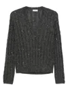 Brunello Cucinelli Wool Blend Sweater With All-over Sequins