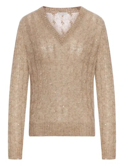 Brunello Cucinelli V-neck Sweater In Brown