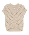 Brunello Cucinelli V-neck Open-knit Vest In Neutral