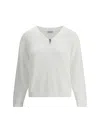 Brunello Cucinelli V-neck Sweater In Bianco