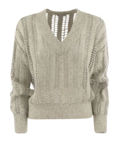 Brunello Cucinelli V-neck Sweater In Gray