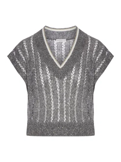 Brunello Cucinelli V-neck Sweater In Gray