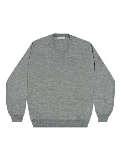 Brunello Cucinelli V-neck Sweater In Gray