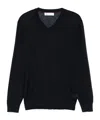 Brunello Cucinelli Knitwear With Long Sleeves And V-neckline In Navy Blue