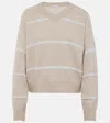Brunello Cucinelli Striped Sequin-embellished Jumper In Neutrals