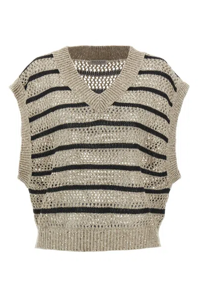 Brunello Cucinelli V-neck Sweater In Nude