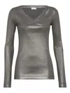 Brunello Cucinelli V-neck T-shirt In Silver