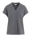 Brunello Cucinelli Dark Grey V-neck T-shirt In Gray