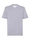 Brunello Cucinelli V-neck Short-sleeve T-shirt In Gris