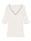 Brunello Cucinelli V-neck T-shirt In Neutrals