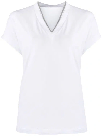 Brunello Cucinelli V-neck T-shirt In White