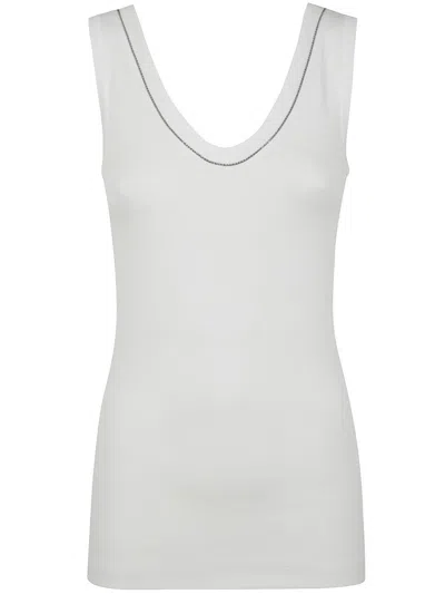 Brunello Cucinelli V Neck Tank Top Clothing In White