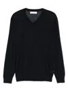 Brunello Cucinelli Knitwear With Long Sleeves And V-neckline In Blue