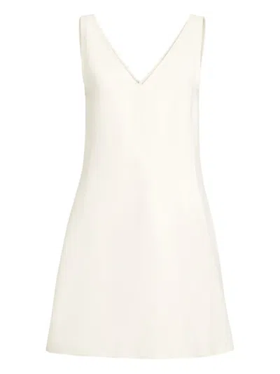 Brunello Cucinelli V-neck Twill Mini Dress In White