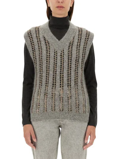 Brunello Cucinelli V-neck Vest In Grey