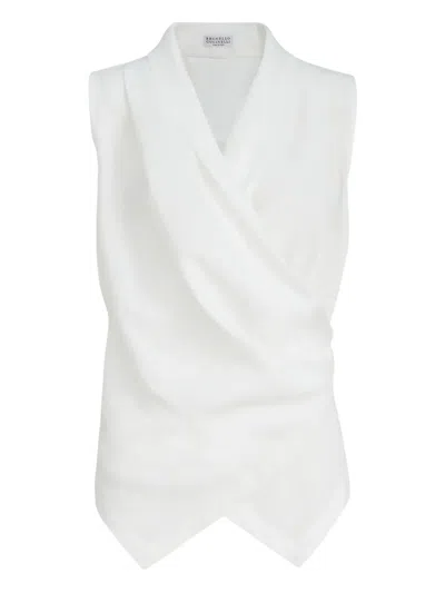 Brunello Cucinelli V-neck Vest In White