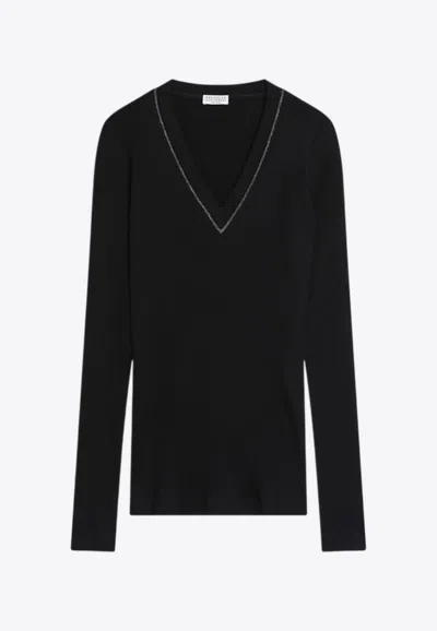 BRUNELLO CUCINELLI V-NECK WOOL SWEATER