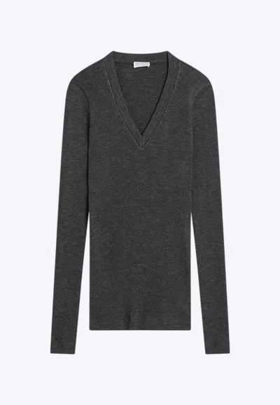 BRUNELLO CUCINELLI V-NECK WOOL SWEATER