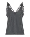 Brunello Cucinelli Lace Trim Wool Flannel Tank In Black