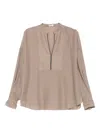 Brunello Cucinelli Relaxed Fit Blouse V Neck Detail In Brown