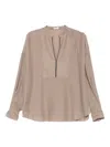 Brunello Cucinelli Relaxed Fit Blouse V Neck Detail In Neutral
