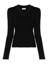 Brunello Cucinelli Blue Ribbed Wool Sweater In Negro