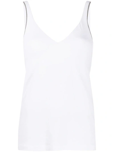 Brunello Cucinelli V-necked Cotton Top In White