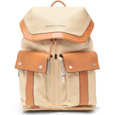 Brunello Cucinelli Vachetta Backpack In Ivory