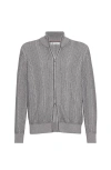 Brunello Cucinelli Chevron Knit High Neck Zipped Cardigan