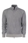 Brunello Cucinelli High-neck Cashmere Cardigan In Blue