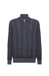 Brunello Cucinelli Men's Cashmere Chevron Vanise Quarter-zip Sweater