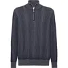 Brunello Cucinelli Men's Cashmere Chevron Vanise Quarter-zip Sweater