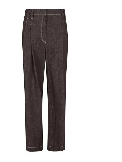Brunello Cucinelli Pantalone Denim In Marrón