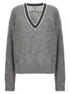 Brunello Cucinelli Linen Sweater In Gray