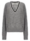 BRUNELLO CUCINELLI VARSITY SWEATER SWEATER, CARDIGANS GRAY