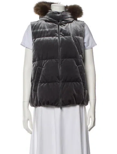 Pre-owned Brunello Cucinelli Velour Down Jacket In Gray