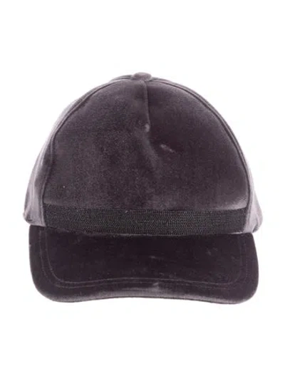 Pre-owned Brunello Cucinelli Velvet Baseball Cap In Gray