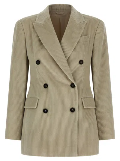 Brunello Cucinelli Velvet Blazer Blazers Beige In Neutral