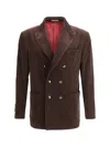 Brunello Cucinelli Velvet Blazer Jacket In Brown