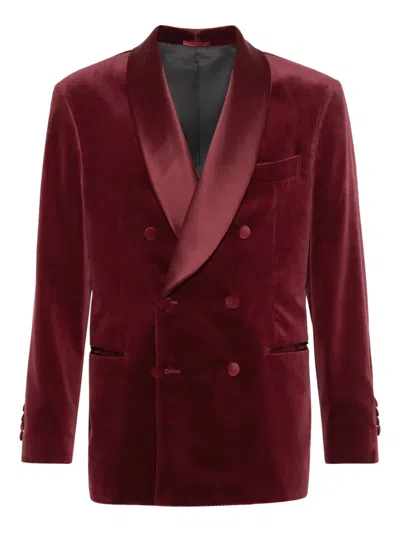 Brunello Cucinelli Velvet Blazer In Burgundy