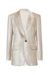 Brunello Cucinelli Pearlescent-finish Peak-lapel Blazer In Rose Gold