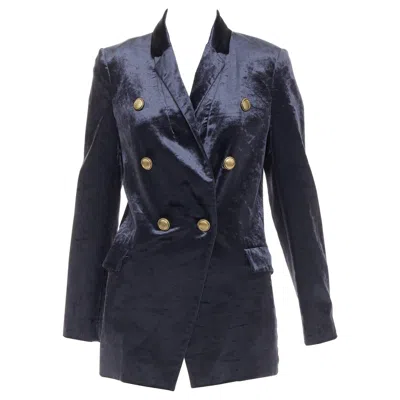 Pre-owned Brunello Cucinelli Velvet Buttons Double Breasted Blazer Jacket It40 S In Black