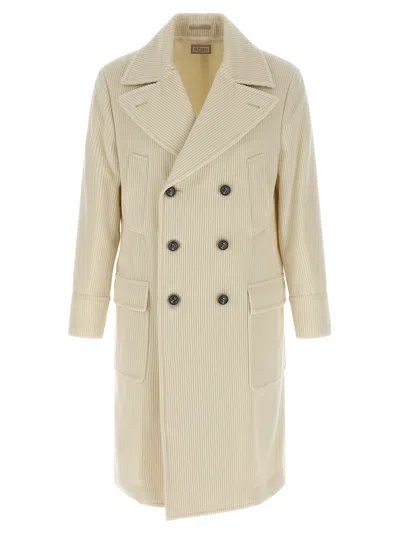 BRUNELLO CUCINELLI VELVET COAT COATS AND TRENCH COATS WHITE